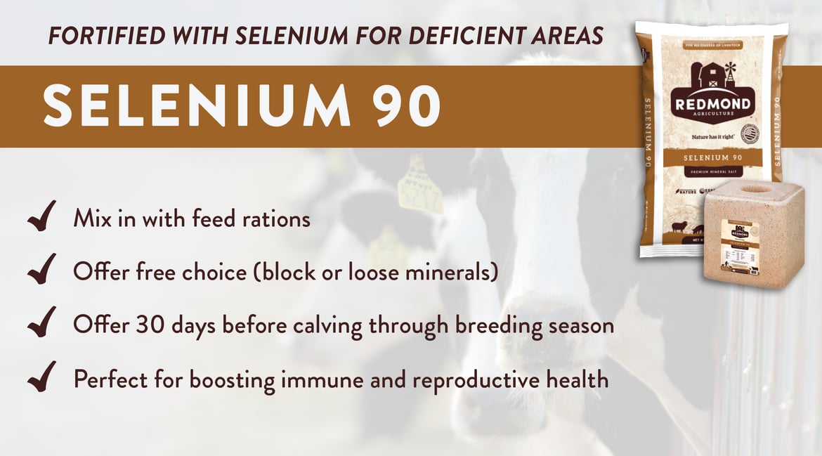 Redmond Cattle Mineral Supplements 10 Fine, Selenium 90, & Beef Mineral Mix